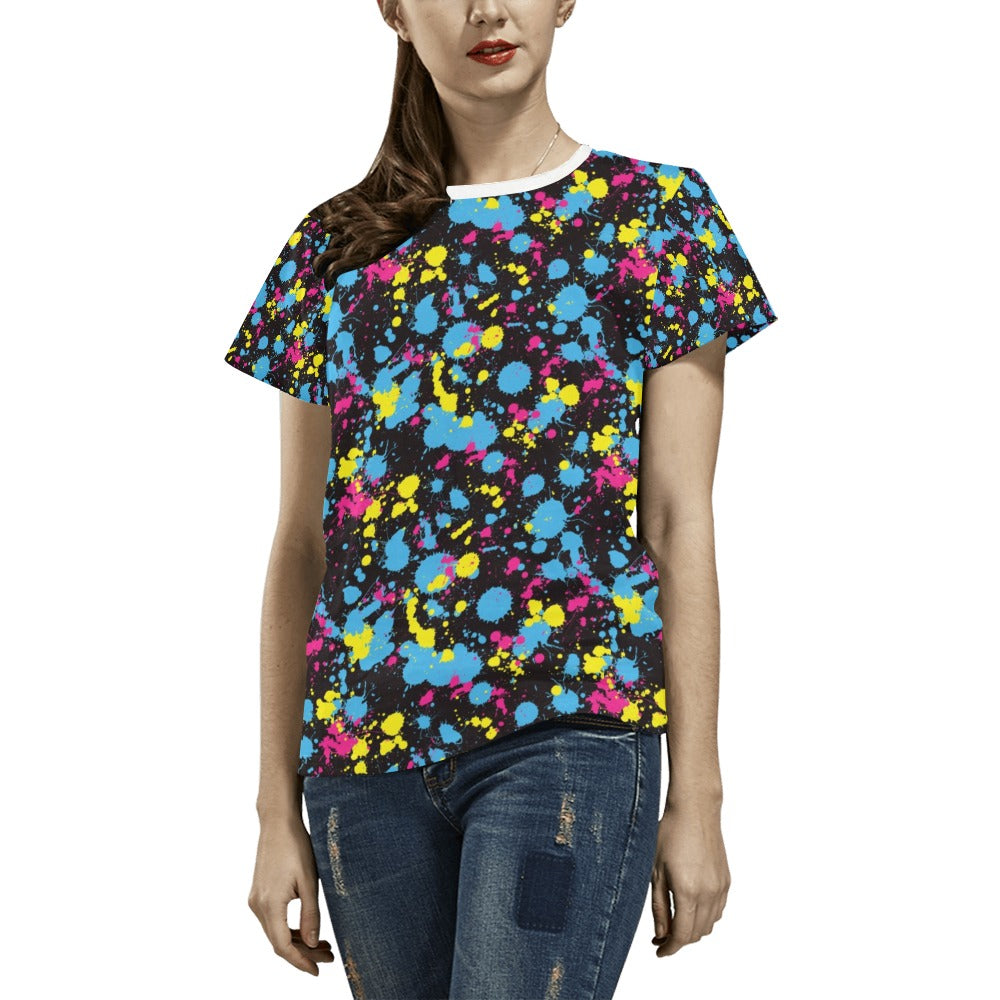Splatter Colorful Print Design LKS301 Women's  T-shirt