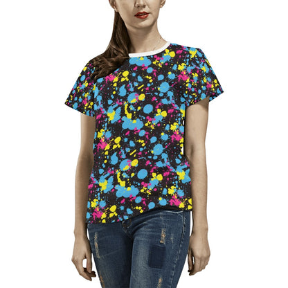Splatter Colorful Print Design LKS301 Women's  T-shirt