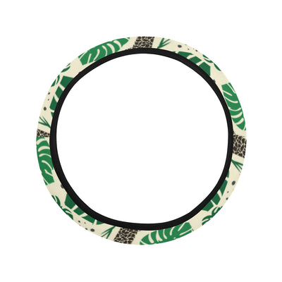 Rainforest Giraffe Pattern Print Design A02 Steering Wheel Cover with Elastic Edge