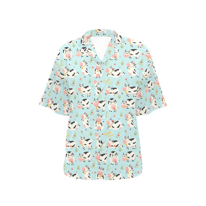 Cattle Print Design LKS403 Women's Hawaiian Shirt