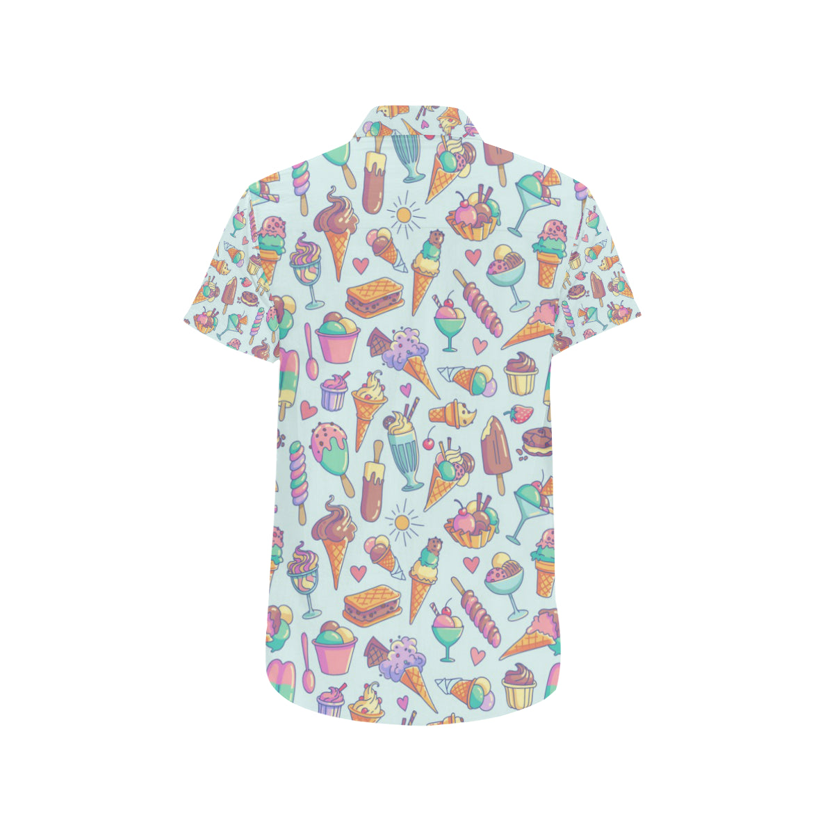Ice Cream Pattern Print Design IC02 Men's Short Sleeve Button Up Shirt