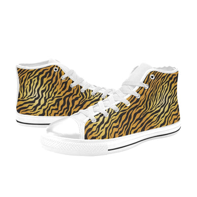 Tiger Print Design LKS302 High Top Women's White Shoes