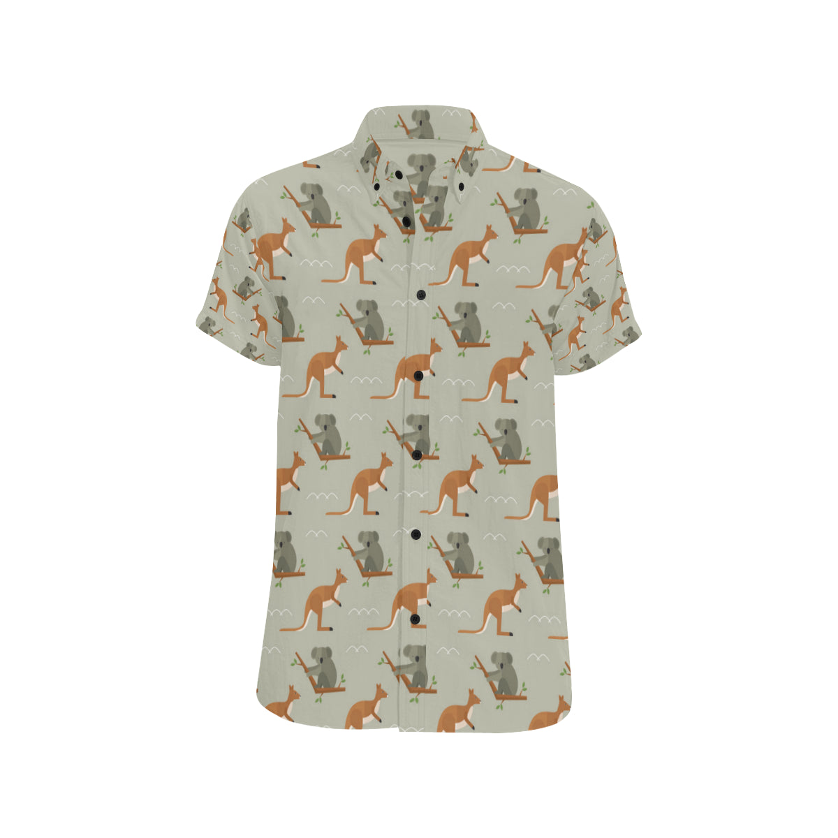 Koala Pattern Print Design 03 Men's Short Sleeve Button Up Shirt