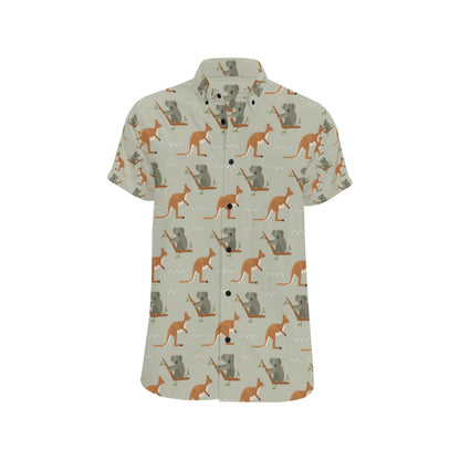 Koala Pattern Print Design 03 Men's Short Sleeve Button Up Shirt