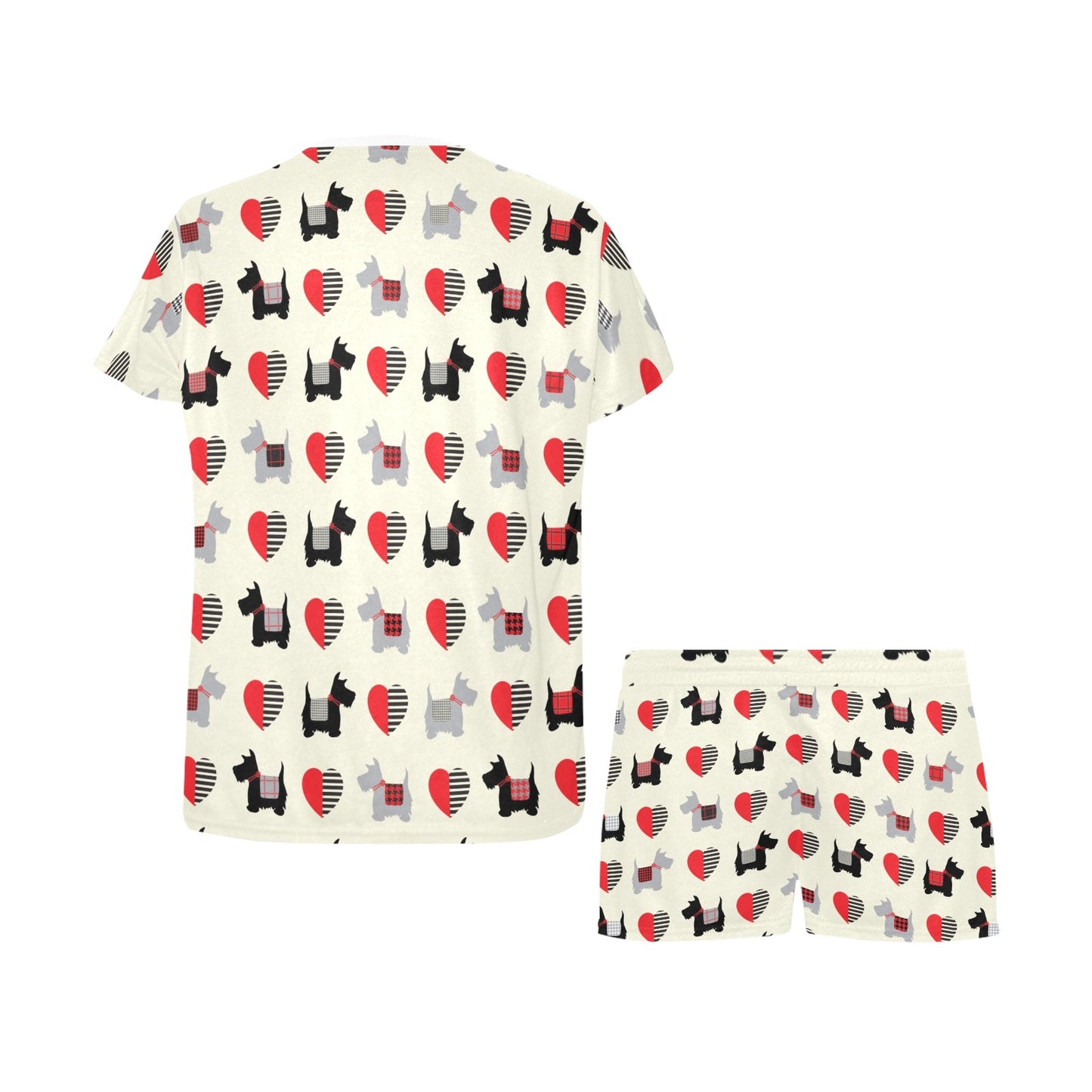 Scottish Terriers Print Design LKS3010 Women's Short Pajama Set