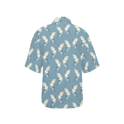 Crane Pattern Print Design 05 Women's Hawaiian Shirt