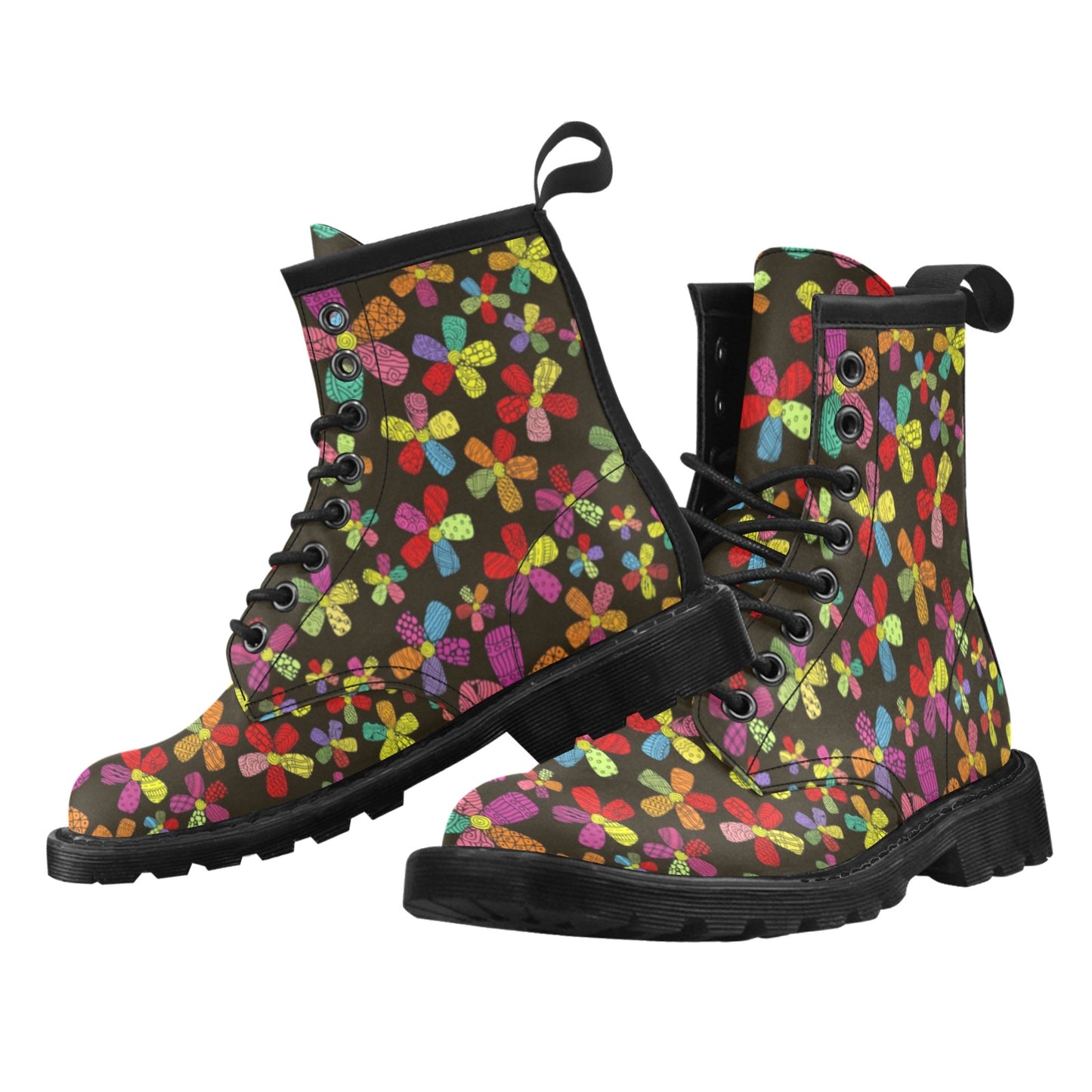 Flower Power Colorful Print Pattern Women's Boots