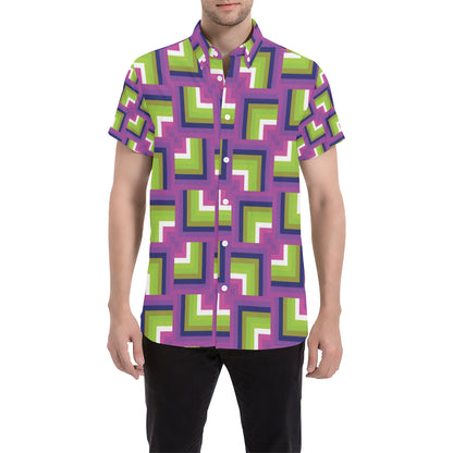 Optical illusion Pattern Print Design A05 Men's Short Sleeve Button Up Shirt