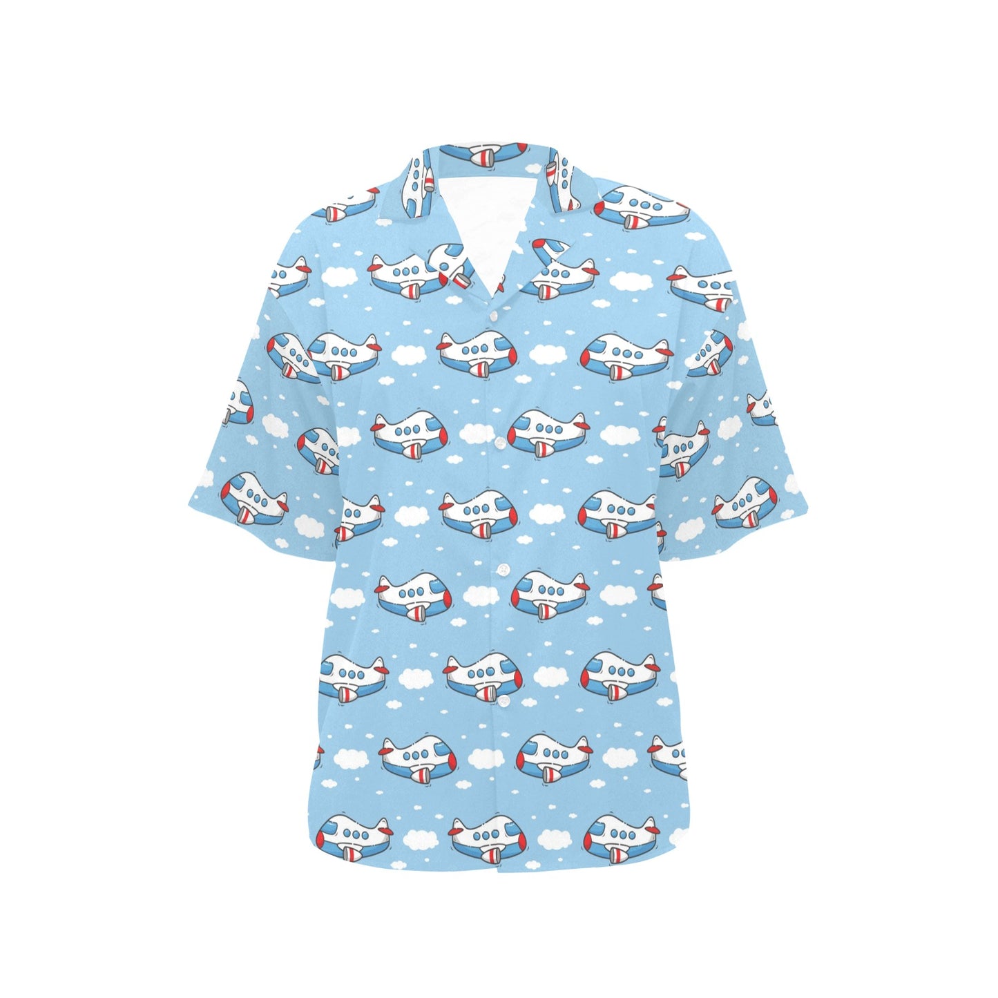Airplane Cartoon Pattern Print Design 07 Women's Hawaiian Shirt