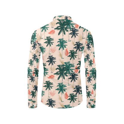 Palm Tree Pattern Print Design PT014 Men's Long Sleeve Shirt