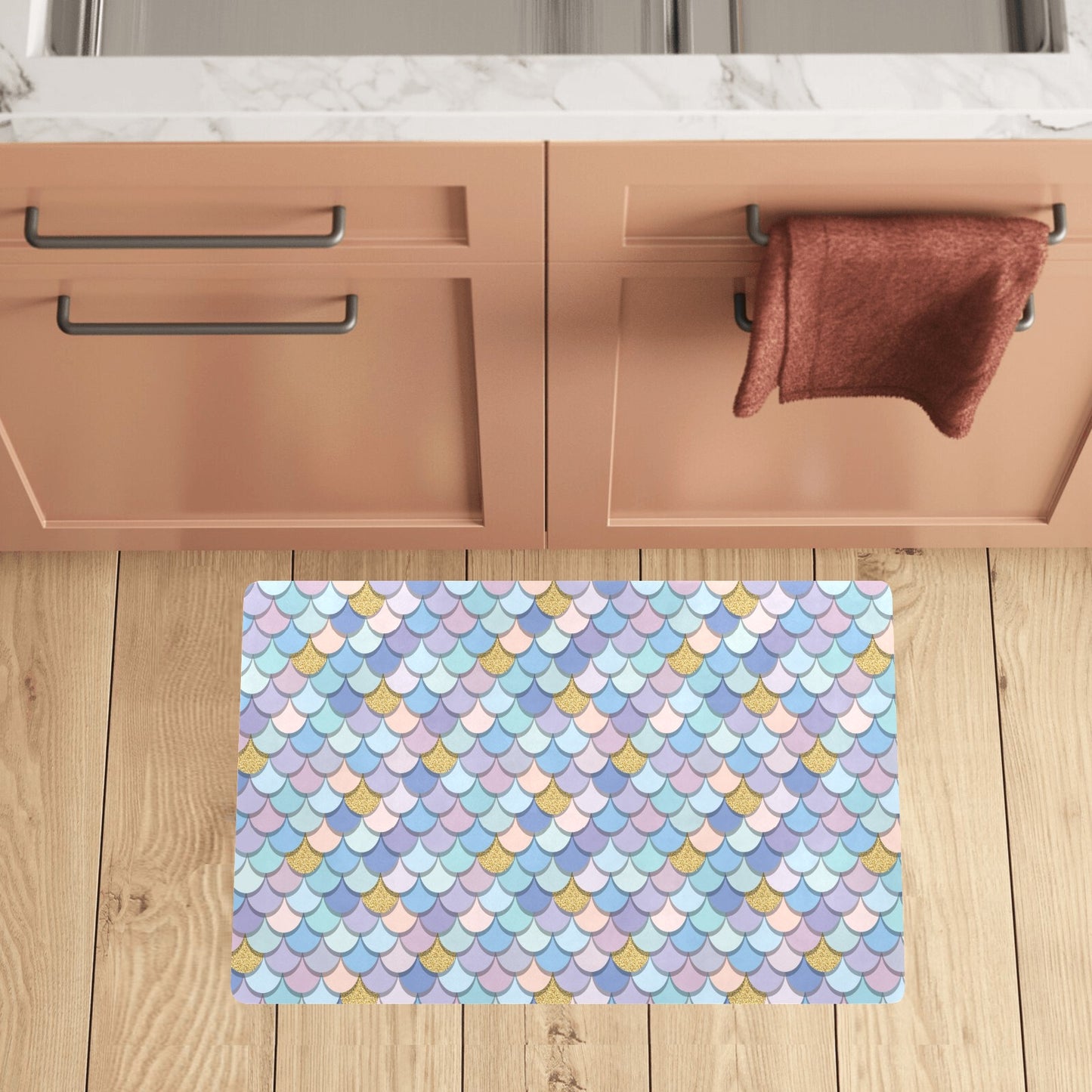 Mermaid Scales Pattern Print Design 05 Kitchen Mat