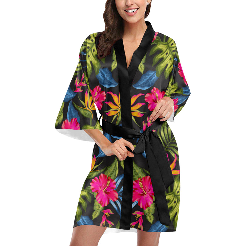 Bird Of Paradise Pattern Print Design BOP014 Women's Short Kimono