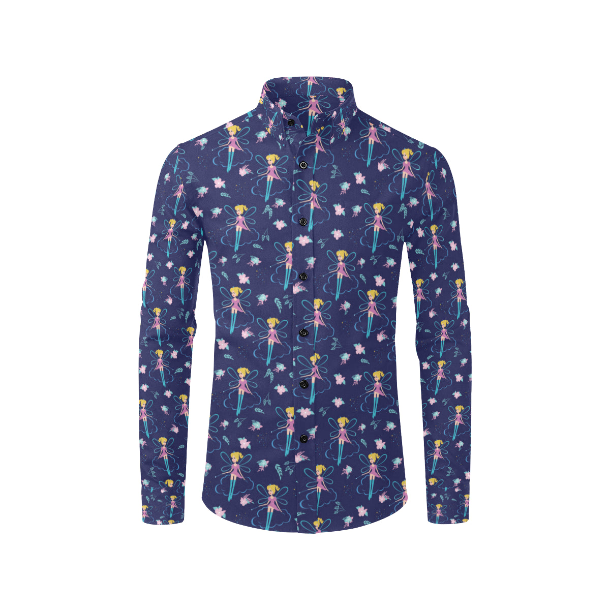 Fairy Cartoon Style Print Pattern Men's Long Sleeve Shirt