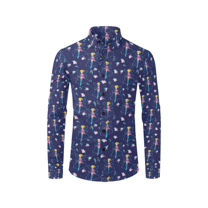 Fairy Cartoon Style Print Pattern Men's Long Sleeve Shirt