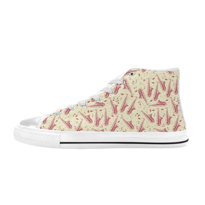 Saxophone Print Design LKS402 High Top Women's White Shoes