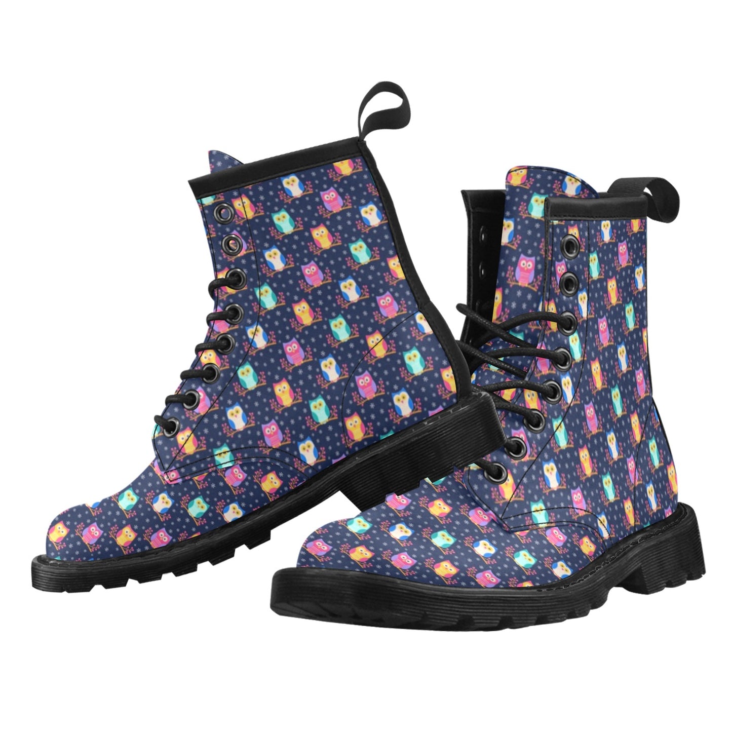 Owl Cute Themed Design Print Women's Boots