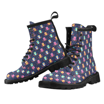 Owl Cute Themed Design Print Women's Boots