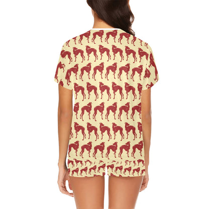 Whippets Print Design LKS301 Women's Short Pajama Set