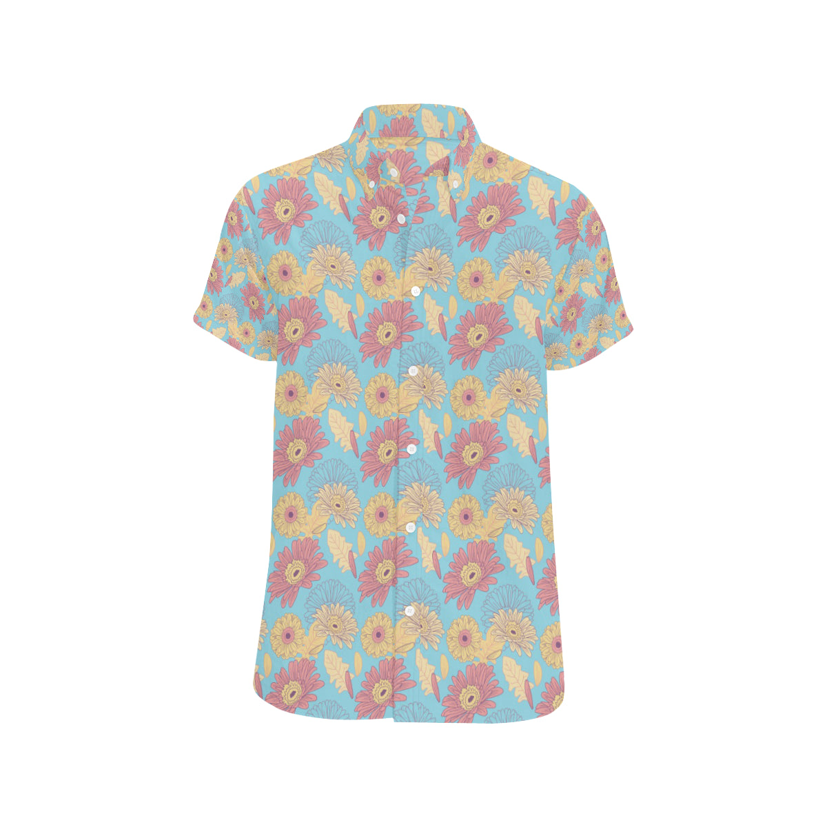 Gerberas Pattern Print Design GB04 Men's Short Sleeve Button Up Shirt