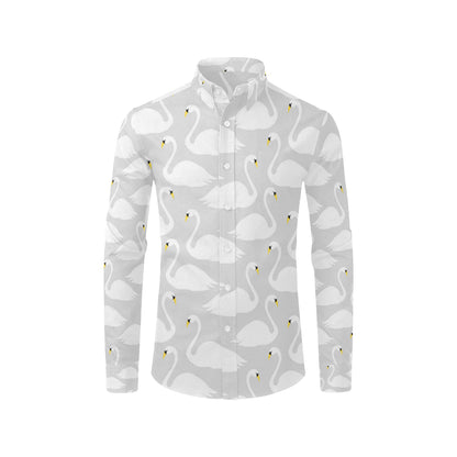 Swan Pattern Print Design 02 Men's Long Sleeve Shirt