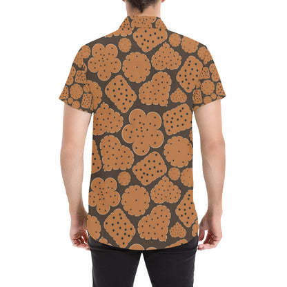 Cracker Pattern Print Design 01 Men's Short Sleeve Button Up Shirt
