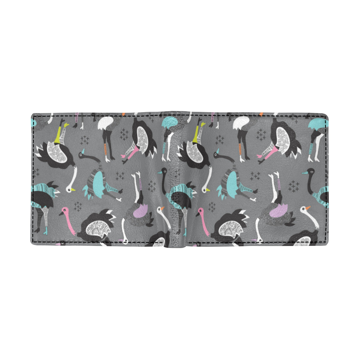 Ostrich Pattern Print Design 01 Men's ID Card Wallet