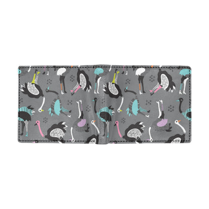 Ostrich Pattern Print Design 01 Men's ID Card Wallet