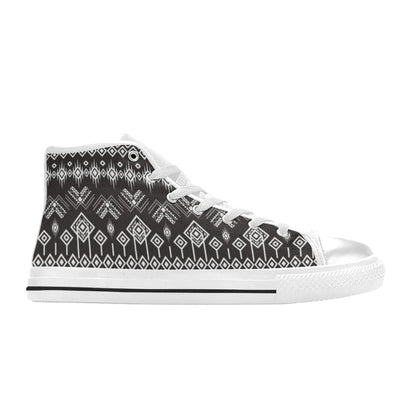 Tribal Pattern Print Design LKS304 High Top Women's White Shoes