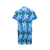 Blue Neon Sea Turtle Print Men's Romper