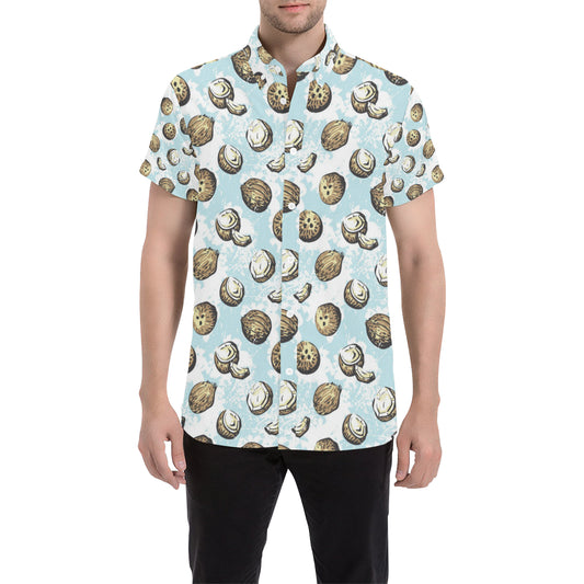 Coconut Pattern Print Design CN01 Men's Short Sleeve Button Up Shirt