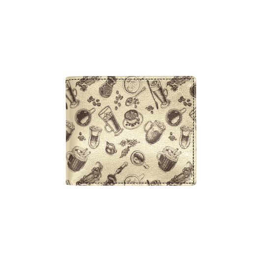 Coffee Pattern Print Design 05 Men's ID Card Wallet