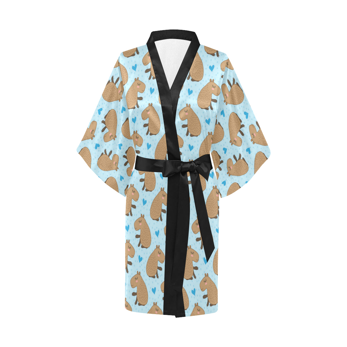 Capybara Pattern Print Design 01 Women's Short Kimono