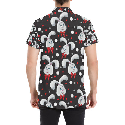 Rabbit Pattern Print Design RB012 Men's Short Sleeve Button Up Shirt