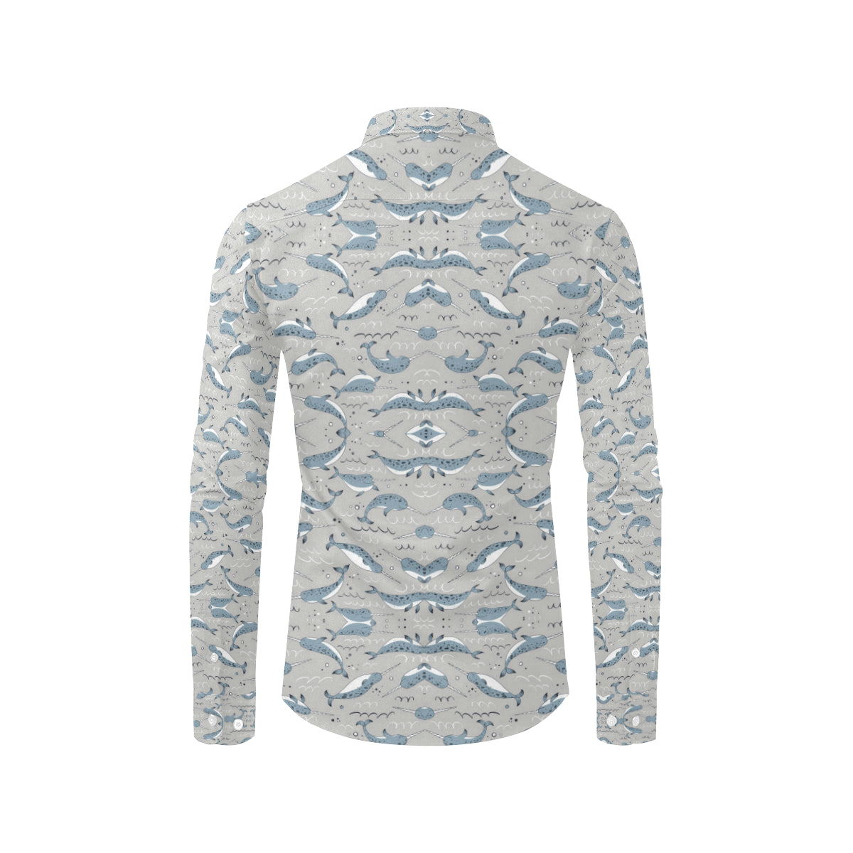 Narwhal Pattern Print Men's Long Sleeve Shirt
