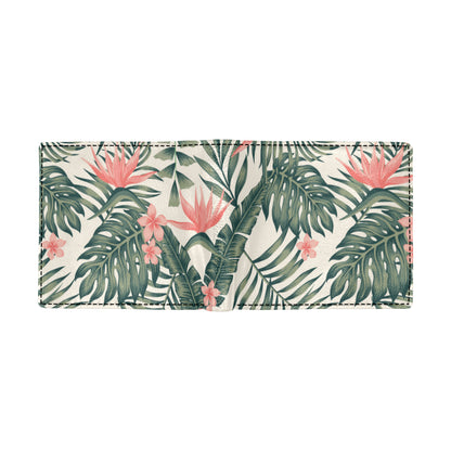 Tropical Flower Palm Leaves Men's ID Card Wallet