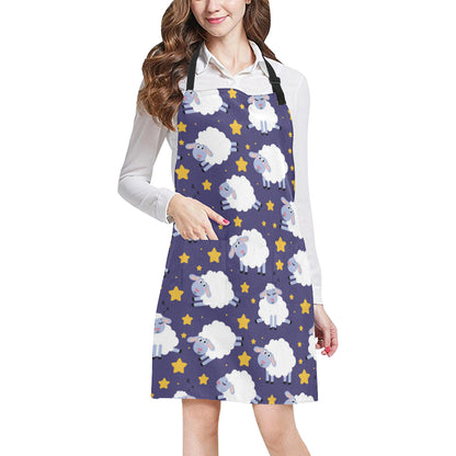 Sheep Pattern Print Design 03 Apron with Pocket