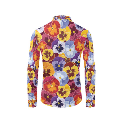 Pansy Pattern Print Design PS01 Men's Long Sleeve Shirt