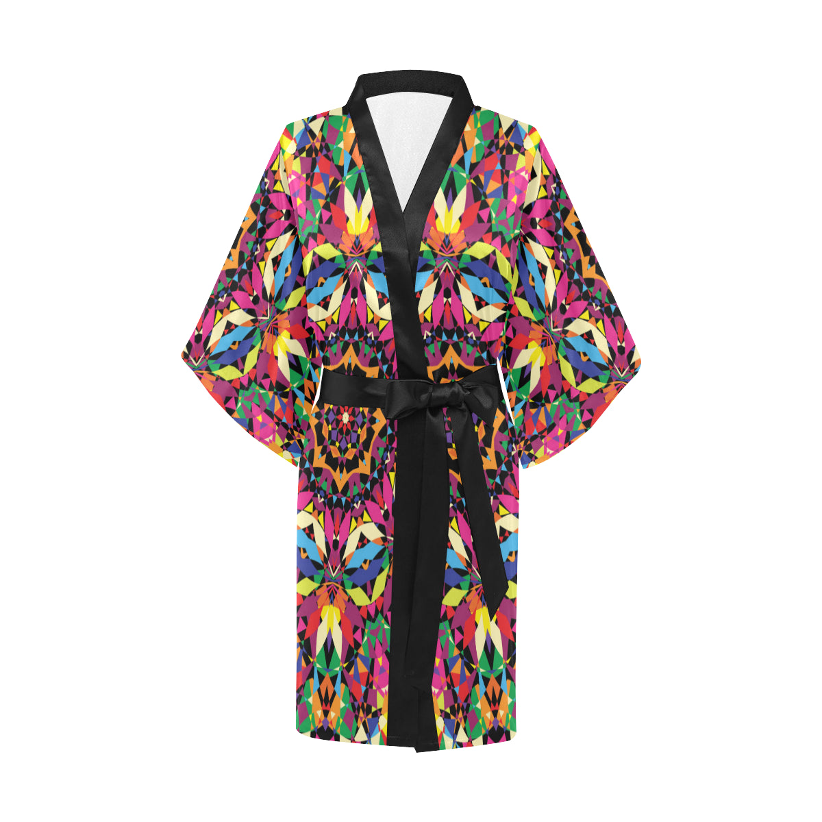 Kaleidoscope Pattern Print Design 02 Women's Short Kimono