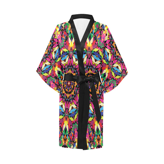Kaleidoscope Pattern Print Design 02 Women's Short Kimono