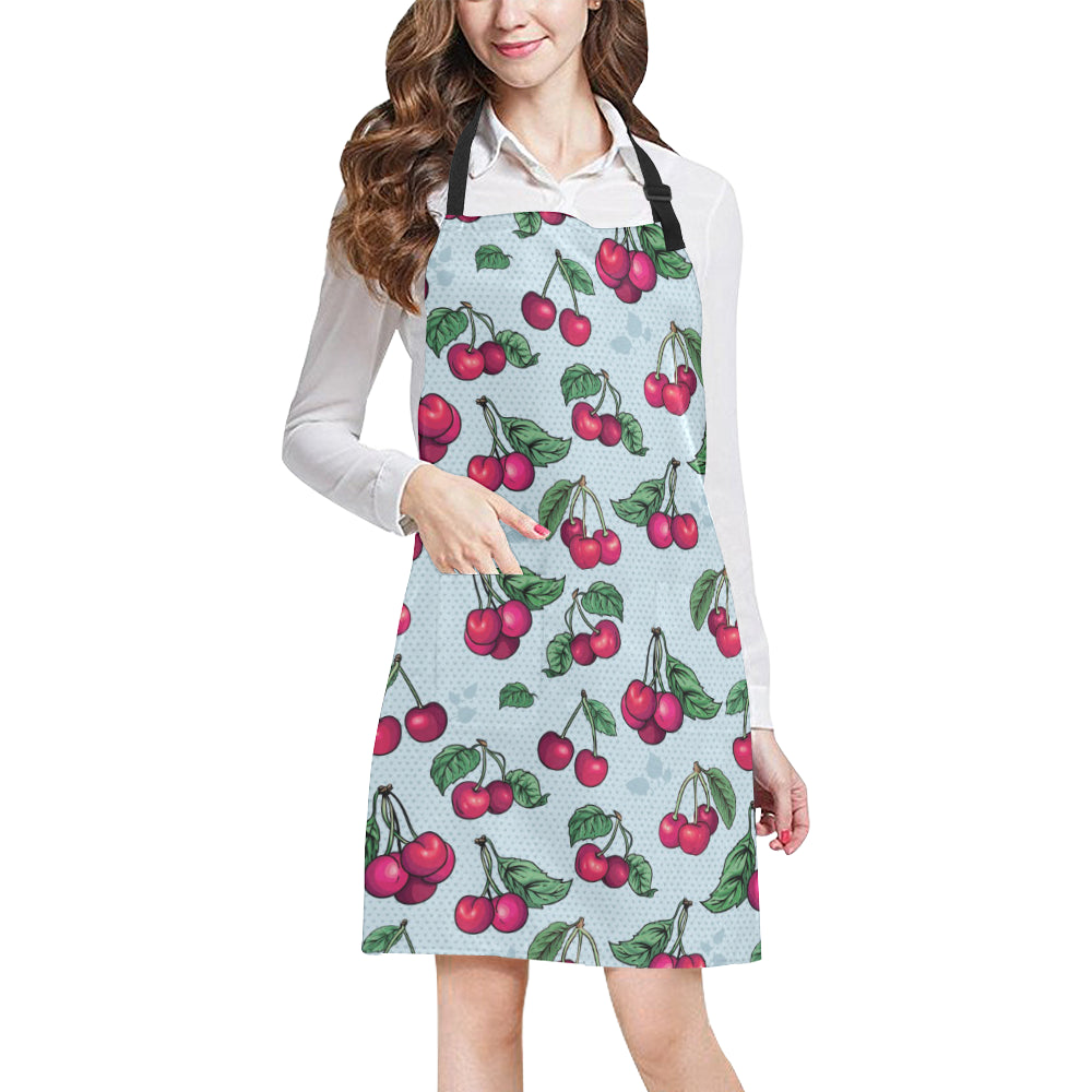 Cherry Pattern Print Design CH01 Apron with Pocket