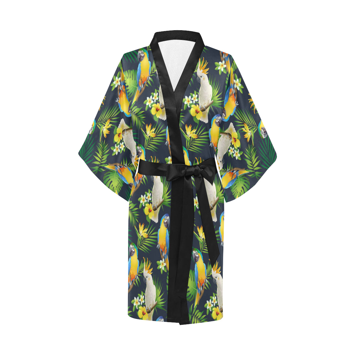 Parrot Pattern Print Design A03 Women's Short Kimono
