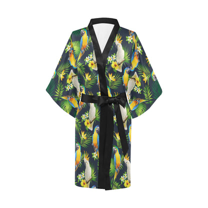 Parrot Pattern Print Design A03 Women's Short Kimono