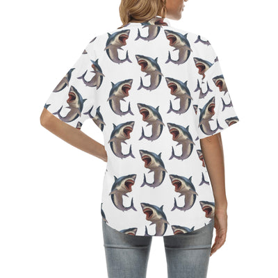 Great White Shark Pattern Print Design 03 Women's Hawaiian Shirt