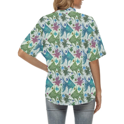 Angelfish Tribal Pattern Print Design 01 Women's Hawaiian Shirt