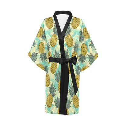 Pineapple Pattern Print Design PP03 Women Kimono Robe