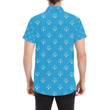 Libra Pattern Print Design 02 Men's Short Sleeve Button Up Shirt