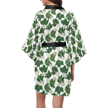 Bok Choy Pattern Print Design 02 Women's Short Kimono