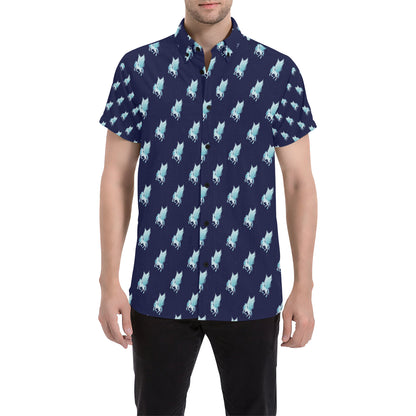 Pegasus Pattern Print Design 03 Men's Short Sleeve Button Up Shirt