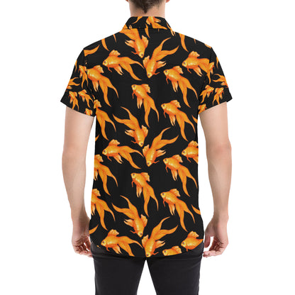 Goldfish Pattern Print Design 03 Men's Short Sleeve Button Up Shirt