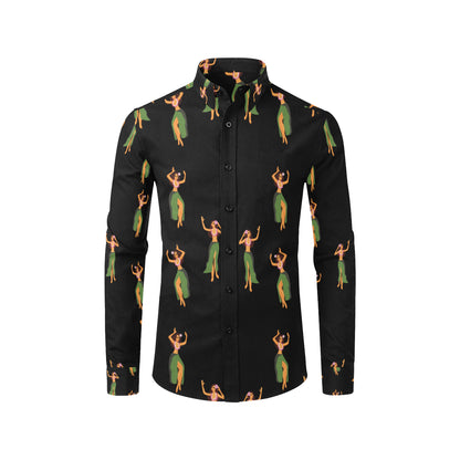 Hula Dancers Girl Pattern Print Design 01 Men's Long Sleeve Shirt